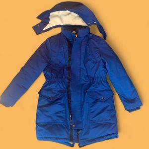 Burberry blue parka jacket coat